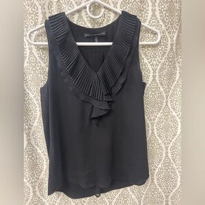 White House Black Market Black Ruffled Blouse